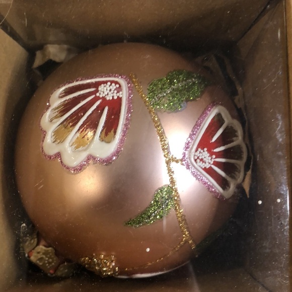 Rachel Zoe pink and gold Handpainted glass  ornaments Christmas holiday (4) NIB - Picture 3 of 5